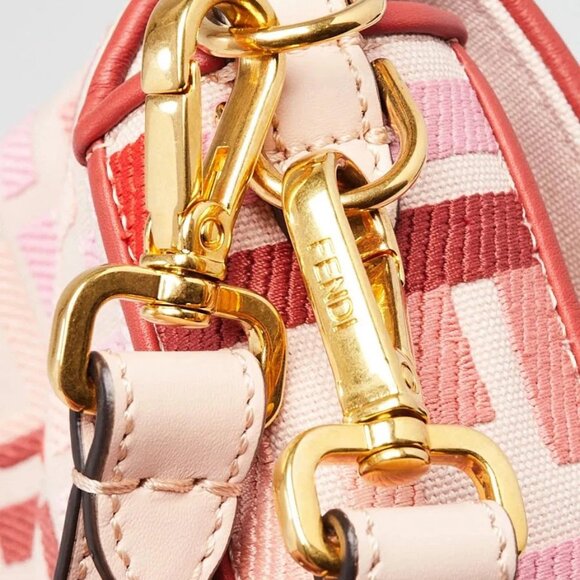 Fendi Pink/Red FF Cotton Canvas Medium Baguette Bag - 8BR600 - Picture 5 of 12